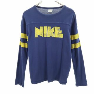 NIKE - ナイキ 長袖 Tシャツ M ネイビー NIKE ロンT メンズ 古着 【240418】