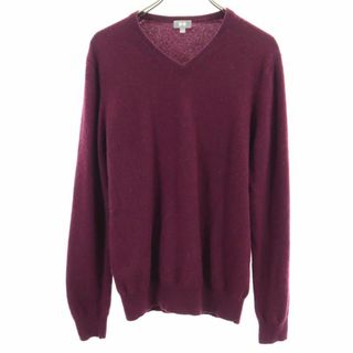 ユニクロ(UNIQLO)のユニクロ カシミヤ100％ 長袖 Vネック セーター L ボルドー UNIQLO ニット メンズ 古着 【240418】(ニット/セーター)