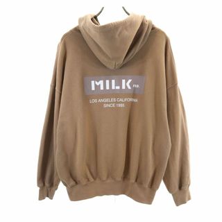 ミルクフェド(MILKFED.)のミルクフェド バックプリント 長袖 ジップパーカー ONE ブラウン MILKFED. フロントジップ メンズ 古着 【240418】(パーカー)