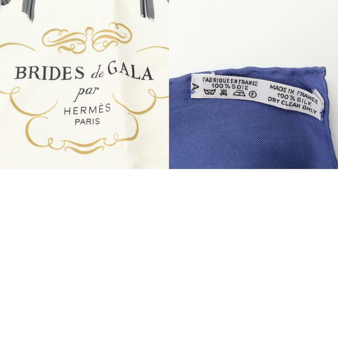 Hermes(エルメス)のエルメス タグ付 カレ 90 BRIDES de GALA 式典用の馬勒 スカーフ シルク 100％ Cマーク 絹 ストール ブルー レディース HHE X1-4 レディースのファッション小物(バンダナ/スカーフ)の商品写真