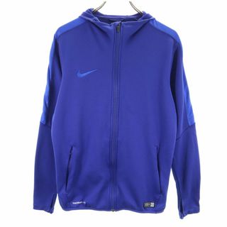 ナイキ(NIKE)のナイキ サッカー 長袖 フード付き ジャージジャケット L ブルー NIKE フロントジップ 裏トリコット メンズ 古着 【240418】(ウェア)