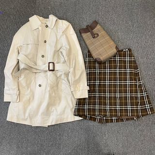 バーバリー(BURBERRY)のバーバリー まとめ 3点 セット ノバ チェック ミニ スカート トレンチコート アウター ハンド バッグ レザー レディース HHE X3-7(トレンチコート)