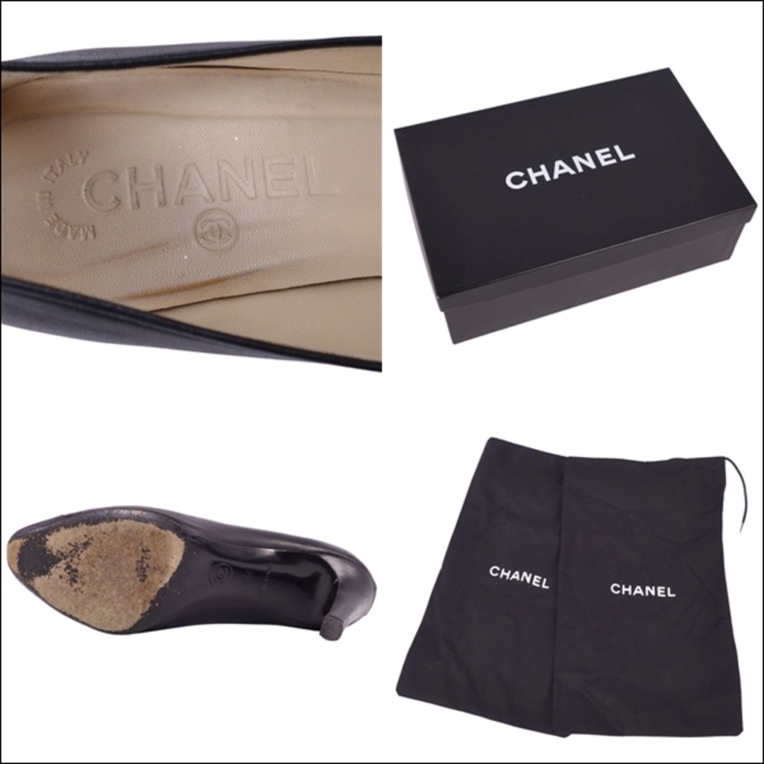 シャネル CHANEL パンプス ココマーク リボン ラムレザー ヒール シャネル CHANEL パンプス ココマーク リボン ラムレザー ヒール