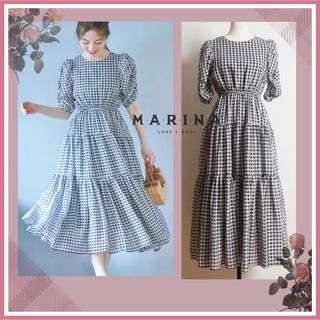 トッコ(tocco)のトッコ♡ボリュームスリーブシアーギンガムチェックティアードワンピース♡ノエラ(ロングワンピース/マキシワンピース)