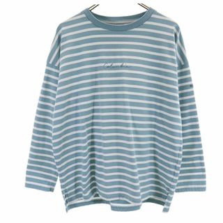 コロンビア(Columbia)のコロンビア アウトドア ボーダー 長袖 Tシャツ L ブルー系 Columbia ロンT メンズ 古着 【240418】(Tシャツ/カットソー(七分/長袖))