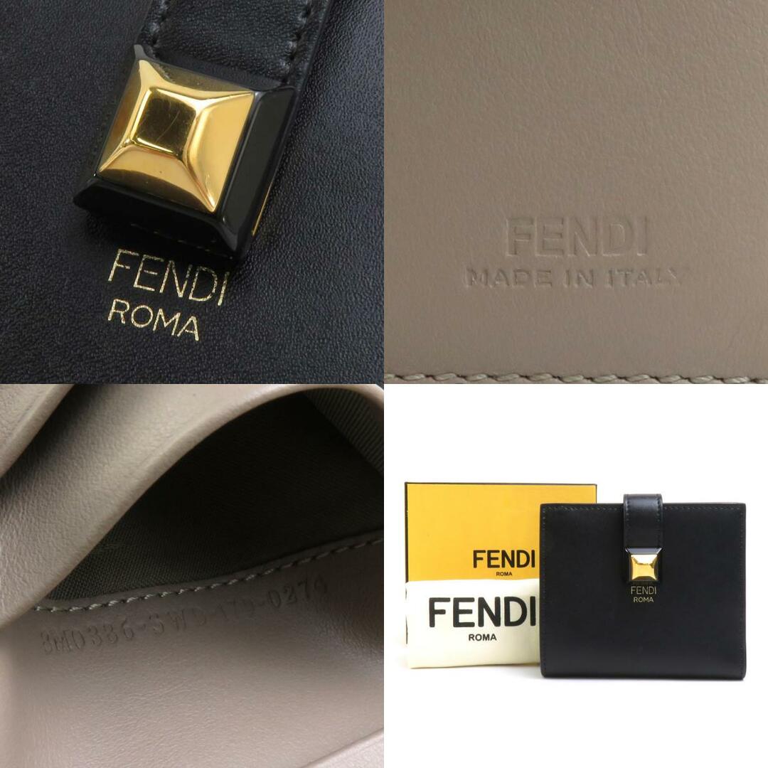 FENDI(フェンディ)のフェンディ FENDI 二つ折り財布 レザー ブラック ゴールド レディース 送料無料【中古】 e58529a レディースのファッション小物(財布)の商品写真