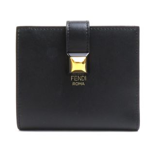 FENDI - フェンディ FENDI 二つ折り財布 レザー ブラック ゴールド レディース 送料無料【中古】 e58529a