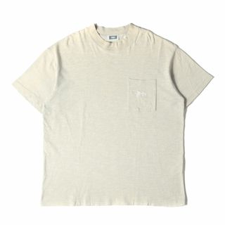 KITH NYC キス ニューヨークシティー Tシャツ サイズ:L ロゴ刺繍 コットンスラブ ポケット クルーネック 半袖Tシャツ ベージュ トップス カットソー【メンズ】【中古】(Tシャツ/カットソー(半袖/袖なし))