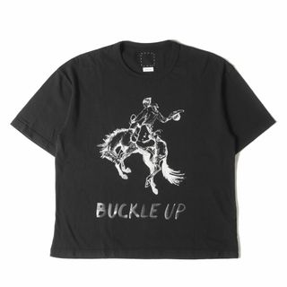 美品 visvim ビズビム Tシャツ サイズ:3 23SS カウボーイ プリント ジャンボ クルーネック 半袖Tシャツ JUMBO TEE S/S BUCKLE UP ネイビー(ブランド表記) トップス カットソー【メンズ】【中古】