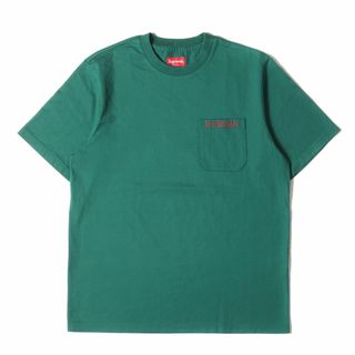 シュプリーム(Supreme)の美品 Supreme シュプリーム Tシャツ サイズ:S 18AW ブランドロゴ刺繍 ポケット クルーネック 半袖Tシャツ Embroidered Pocket Tee グリーン トップス カットソー【メンズ】【中古】(Tシャツ/カットソー(半袖/袖なし))