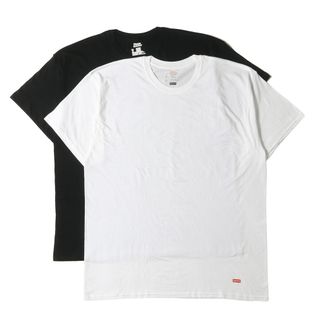 シュプリーム(Supreme)の新品 Supreme シュプリーム Tシャツ サイズ:XL Hanes ヘインズ スモールボックスロゴ クルーネック 半袖Tシャツ 2枚セット Tagless Tees ブラック ホワイト 黒白 トップス カットソー コラボ【メンズ】(Tシャツ/カットソー(半袖/袖なし))