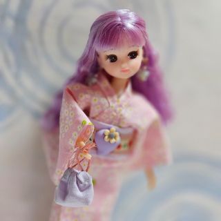 リカちゃん　ハンドメイド　はんなり浴衣　あじさい　ピンク(その他)