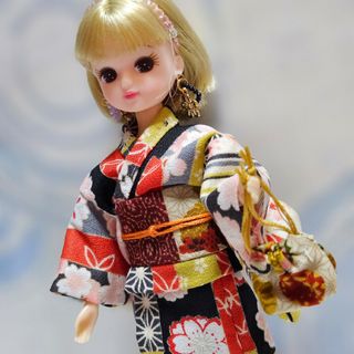 リカちゃん　ハンドメイド　はんなり浴衣　和柄