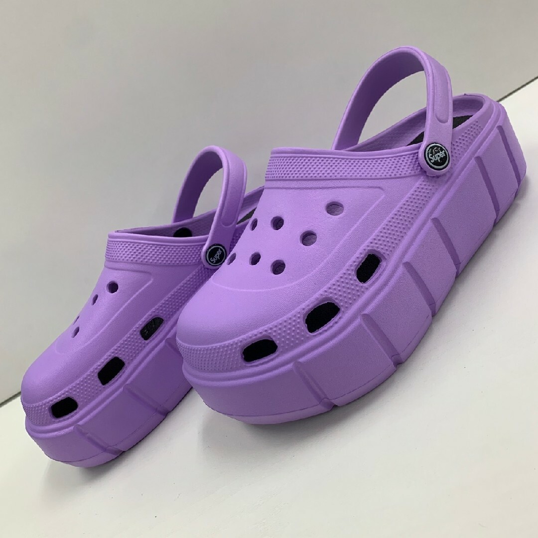 M/23.0-24.0cm レディース 新品  厚底サボサンダル 紫 レディースの靴/シューズ(サンダル)の商品写真