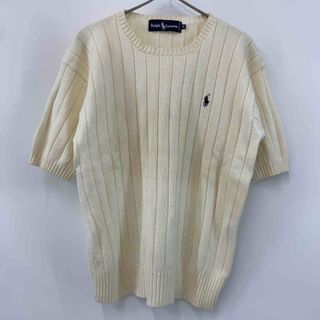 POLO RALPH LAUREN - RALPH LAUREN ラルフローレン レディース ニット 半袖 綿 生成 針抜き柄