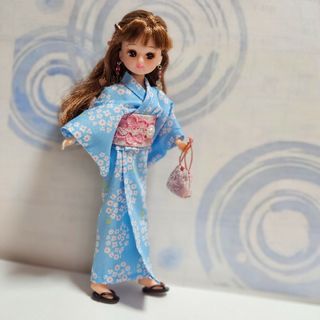 リカちゃん　ハンドメイド　はんなり浴衣　あじさい(その他)