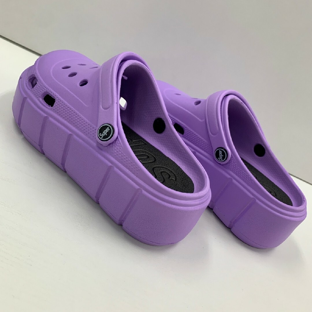 LL/25.0-26.0cm レディース 新品  厚底サボサンダル 　紫 レディースの靴/シューズ(サンダル)の商品写真