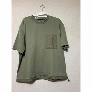 ジーユー(GU)のGU  ジーユー　ドライユーティリティポケットビッグT（5分袖）　L(Tシャツ/カットソー(半袖/袖なし))