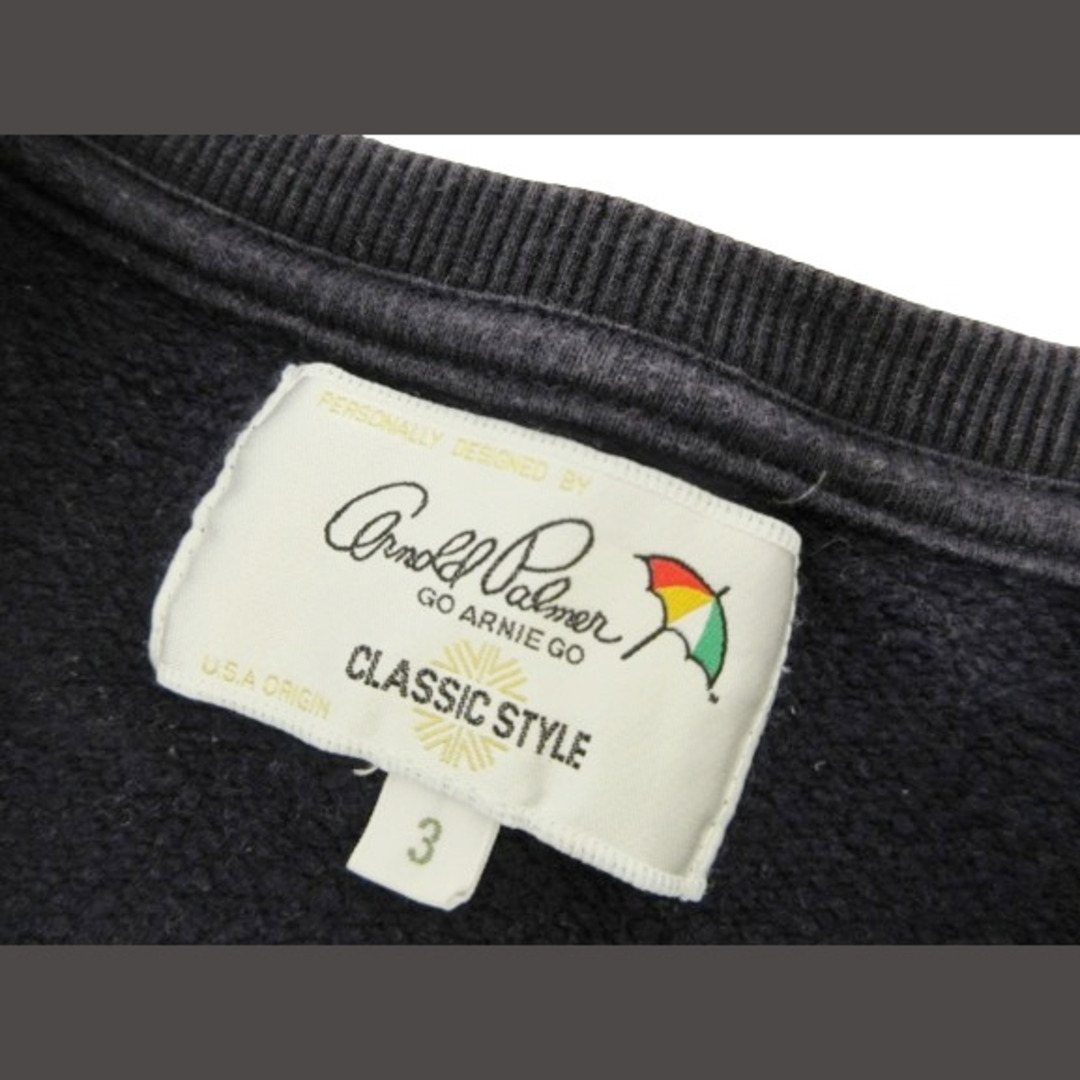 Arnold Palmer(アーノルドパーマー)のArnold Palmer トレーナー 丸首 長袖 格子柄 刺繍 ネイビー 3 レディースのトップス(トレーナー/スウェット)の商品写真
