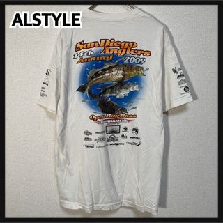 【アルスタイル】半袖Tシャツ　シーバス　魚釣り　白T　胸ポケット企業ロゴF9(Tシャツ/カットソー(半袖/袖なし))