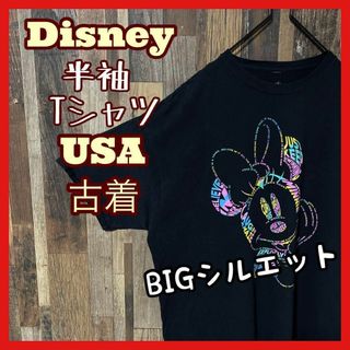 ディズニー(Disney)のディズニー ブラック プリント キャラクター ミニー 2XL メンズ Tシャツ(Tシャツ/カットソー(半袖/袖なし))