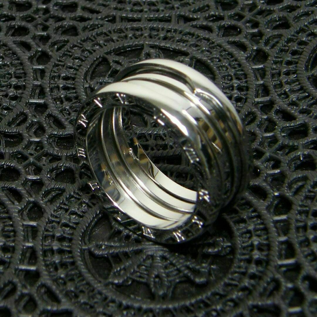幅広 K18 ホワイトゴールド ローマ数字 スプリング仕様 ゼロワン リング メンズのアクセサリー(リング(指輪))の商品写真