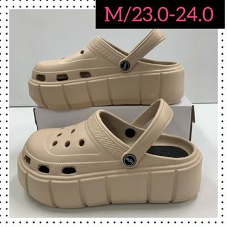 M/23.0-24.0cm レディース 新品  厚底サボサンダル ベージュ(サンダル)