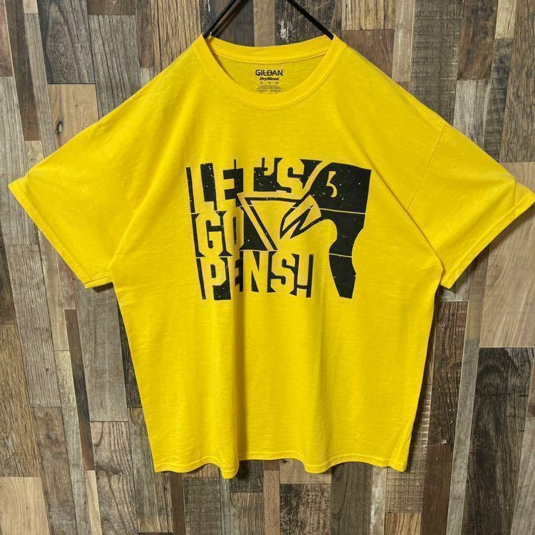 ギルダン メンズ イエロー XL プリント ゆるダボ USA古着 半袖 Tシャツ メンズのトップス(Tシャツ/カットソー(半袖/袖なし))の商品写真