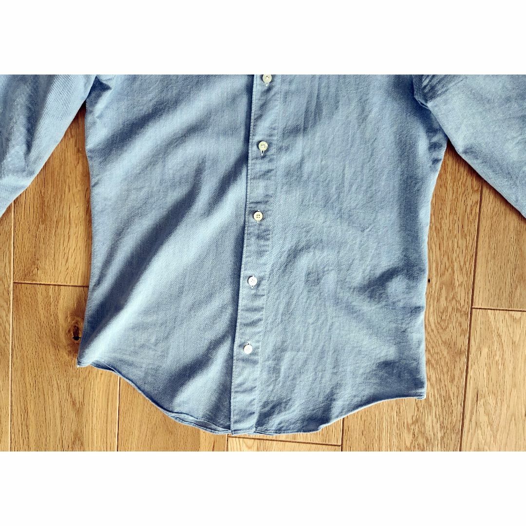 FINAMORE(フィナモレ)のFinamore フィナモレ　ブルー系シャツ　37サイズ★美品 メンズのトップス(シャツ)の商品写真
