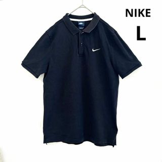 ナイキ(NIKE)のNIKE ナイキ 半袖 ポロシャツ 古着 刺繍ロゴ ブラック コットン L(Tシャツ/カットソー(半袖/袖なし))