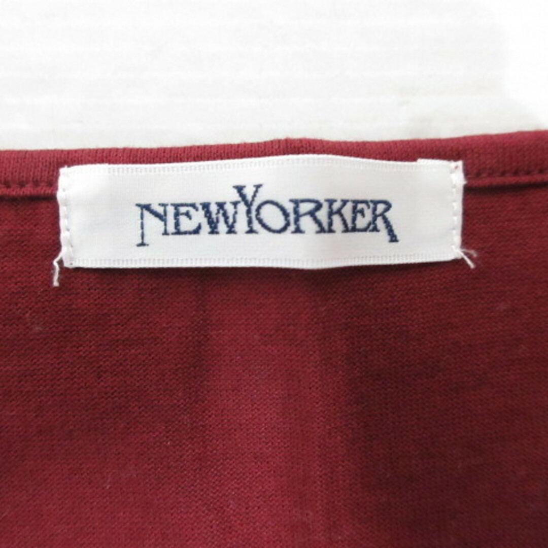 NEWYORKER(ニューヨーカー)のニューヨーカー NEWYORKER 半袖Tシャツ M 深赤 ボルドー 袖プリント レディースのトップス(Tシャツ(半袖/袖なし))の商品写真