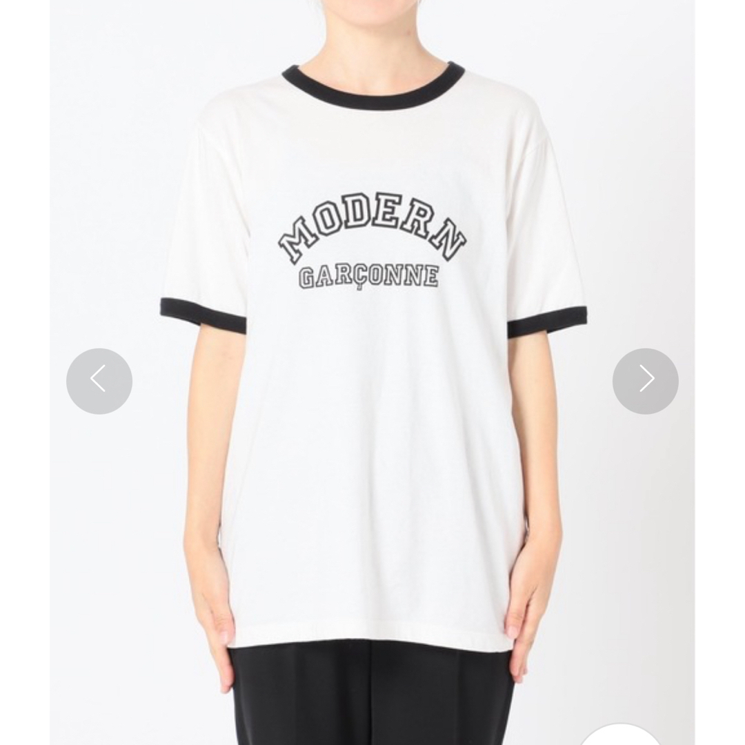 DEUXIEME CLASSE(ドゥーズィエムクラス)のドゥーズィエムクラス　ModernGarconneロゴTシャツ★ホワイトブラック レディースのトップス(Tシャツ(半袖/袖なし))の商品写真