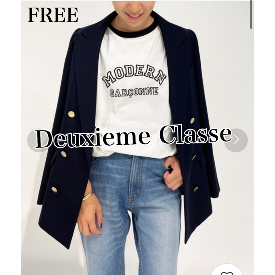 DEUXIEME CLASSE(ドゥーズィエムクラス)のドゥーズィエムクラス　ModernGarconneロゴTシャツ★ホワイトブラック レディースのトップス(Tシャツ(半袖/袖なし))の商品写真