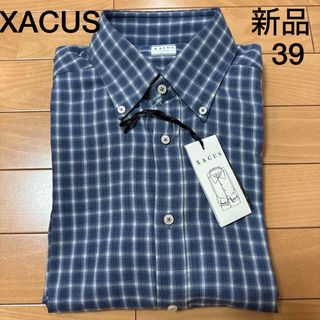 新品　XACUSザッカス　 メンズシャツ　ボタンダウン　チェック柄　サイズ39(シャツ)