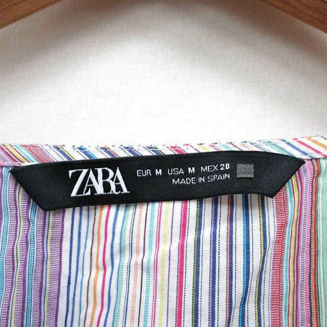 ZARA(ザラ)のザラ ZARA シャツ ブラウス 七分袖 カシュクール コットン ストライプ M レディースのトップス(その他)の商品写真