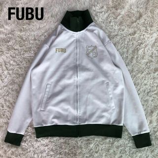 FUBUフブ　トラックジャケットホワイト×グリーン白×緑ジャージ古着L