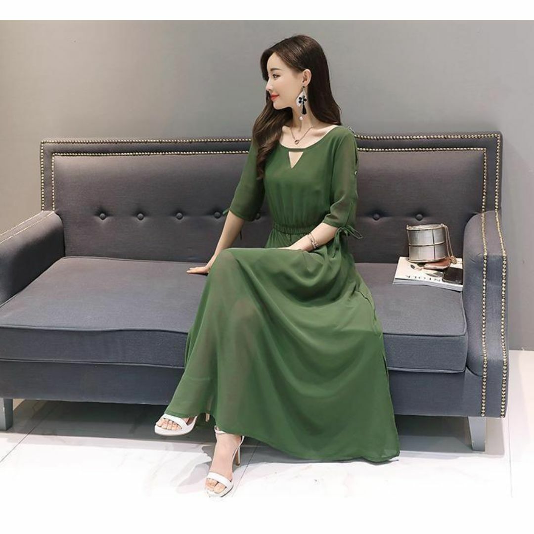2 ワンピース ドレスロング結婚式お呼ばれ パーティー人気 韓国 おしゃれS 緑 レディースのフォーマル/ドレス(その他ドレス)の商品写真