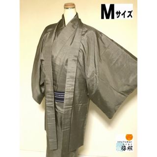 【中古】羽織 男物 正絹 薄茶地に格子文様 裄70 Mサイズ(着物)