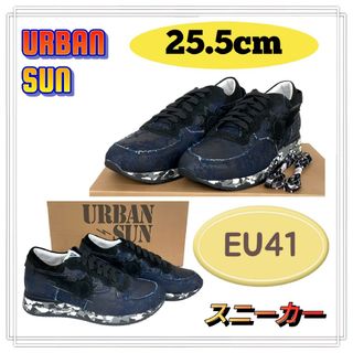 アーバンサン(URBAN SUN)のアーバンサン スニーカー メンズ ブラック デニム シューズ 25.5cm(スニーカー)