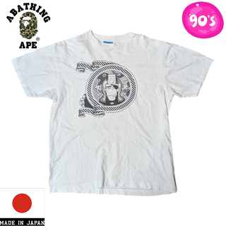 アベイシングエイプ(A BATHING APE)の90s A BATHING APE ホワイト 両面プリント 半袖Tシャツ(Tシャツ/カットソー(半袖/袖なし))