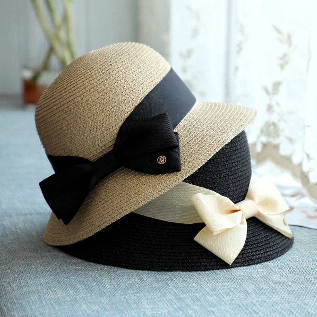 麦わら帽子 レディース 夏用   UVカット  かわいい おしゃれ ブラウン レディースの帽子(麦わら帽子/ストローハット)の商品写真