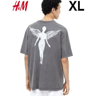 エイチアンドエム(H&M)の新品 H&M × NIRVANA ビンテージ加工 天使ロゴ Tシャツ XL(Tシャツ/カットソー(半袖/袖なし))