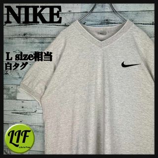 ナイキ(NIKE)のナイキ 白タグ 90s 刺繍ロゴ リブ付き 半袖 Tシャツ L-XL相当(Tシャツ/カットソー(半袖/袖なし))