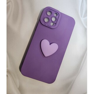 iPhoneケース　iPhone12Pro　ハート　紫　パープル(iPhoneケース)