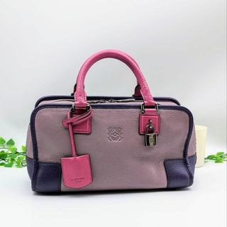 ロエベ(LOEWE)のロエベ アマソナ28 トリコロール ハンドバッグ アナグラム パープル レザー(ハンドバッグ)