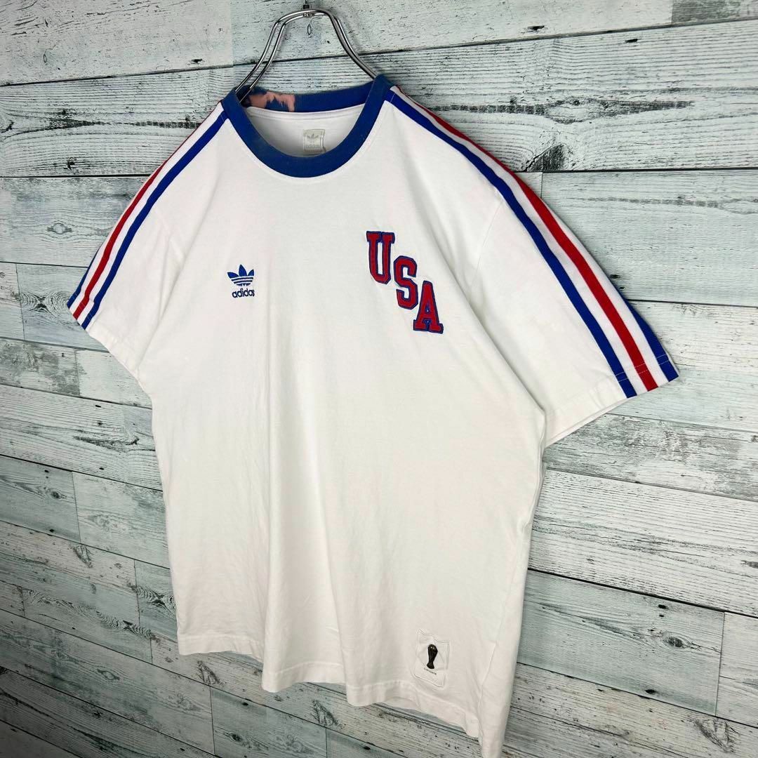 adidas(アディダス)のアディダス 銀ダグ 80s 1974年ワールドカップ リンガーTシャツ M メンズのトップス(Tシャツ/カットソー(半袖/袖なし))の商品写真