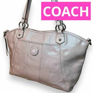 コーチ(COACH)の希少モデル　コーチ　オールレザー　肩がけトート　シグネチャー　A4可　ピンク(トートバッグ)