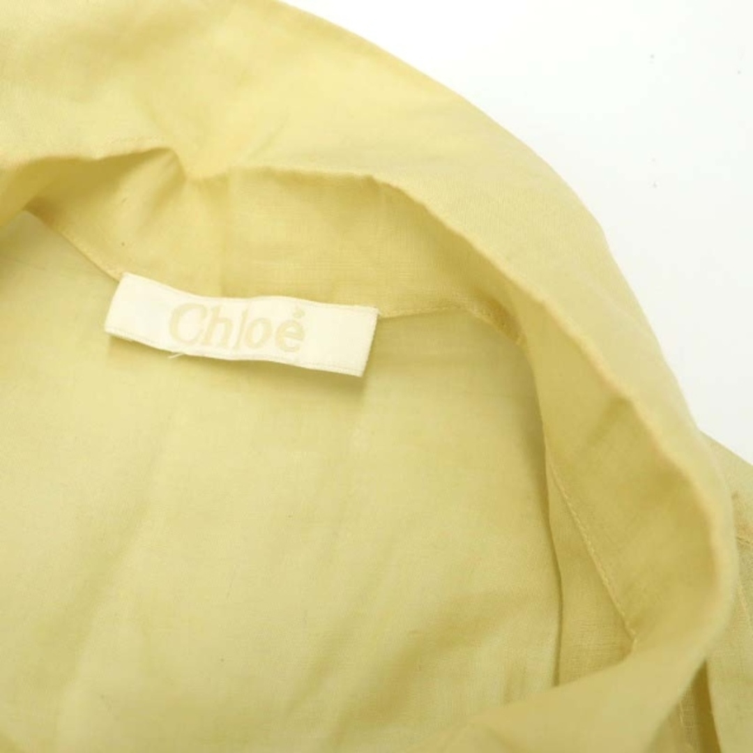 Chloe(クロエ)のクロエ プリーツリネンシャツ 五分袖 シアー シースルー T34 XS 黄 レディースのトップス(その他)の商品写真