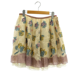 ロイスクレヨン(Lois CRAYON)のロイスクレヨン 刺繍チュール ミニスカート フレア ギャザー レース ジャガード(ミニスカート)