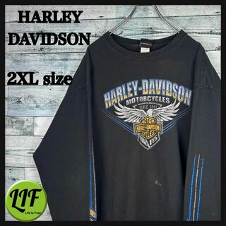 Harley Davidson - ハーレーダビッドソン 両面プリント 袖ロゴ ロンT 長袖Tシャツ ブラックXXL